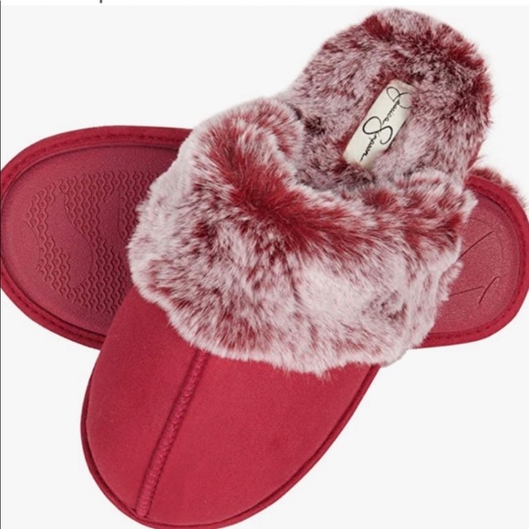 Jessica Simpson Comfy Faux Fur Womens House Slipper Scuff Memory foam - Picture 1 of 5